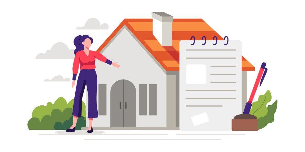 lady-front-of-house-contract-buy-mortgage