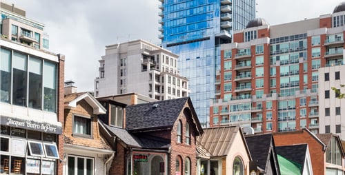 Toronto Yorkville neighbourhood houses, shops and condos
